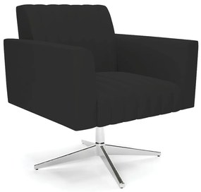 Poltrona Giratória Viena Gomada Veludo Base Cromada D03 - D'Rossi - Preto