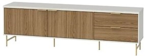 Rack Yves Off White Fosco/Freijó Pés Dourado 180cm - 71118 Sun House