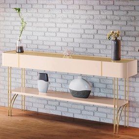 Aparador Rennes Decorativo MDP/MDF Pés de Aço Off White/Champagne G26 - Gran Belo