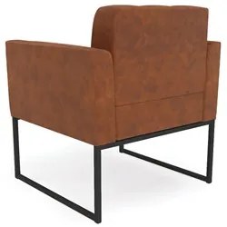 Sofá Namoradeira e 2 Poltronas Base Industrial Preto Ana Sintético PU
