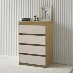 Cômoda Quarto Solteiro 63cm 4 Gavetas Samira Freijó/Mocca L01 - Mpozen