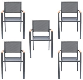 Kit 5 Cadeiras Área Externa com Tela Mesh Mangue de Alumínio Grafite G56 - Gran Belo