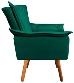 Namoradeira Opala Veludo Verde Esmeralda Pés Palito Castanho - D'Rossi