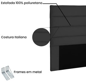 Cabeceira Cama Box Casal Queen 160cm La Italiana Suede Preto - Sheep Estofados - Preto