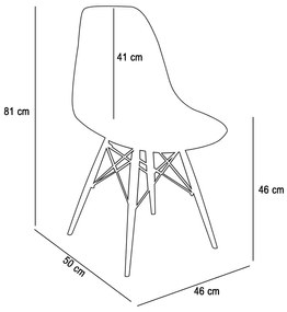 Cadeira Sala de Jantar Eiffel Eames Base Madeira F02 - D'Rossi - Branco