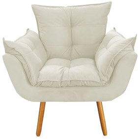 Poltrona Decorativa Opala Pés Palito Suede Bege - Sheep Estofados - Bege