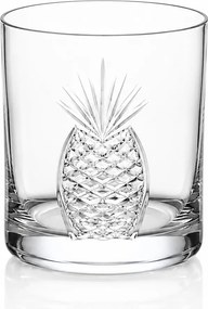 Copo de Cristal Lapidado Artesanal p/ Whisky - Lapidação Abacaxi - Transparente Incolor