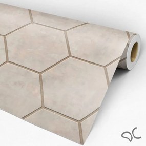 Papel de Parede Hexágono Cimento Marrom Rose