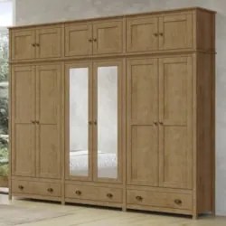 Guarda Roupa Casal 261cm Com Espelho Lázio Freijó F07       - Mpozenat