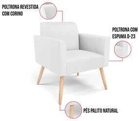 Poltrona Pés Palito Natural Marisa Corino D03 - D'Rossi - Branco