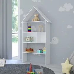 Estante Casinha Infantil Organizadora 4 Prateleiras Candy L03 Branco -