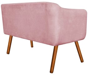 Namoradeira 02 Lugares Julia Suede Rose 140 cm Pés Palito Castanho - D'Rossi
