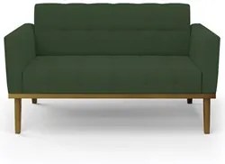 Sofá Namoradeira e 2 Poltronas Base Madeira Castanho Ana Veludo Verde