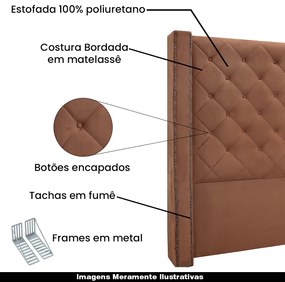 Cabeceira Decorativa Queen Size 1,84M Loewe Veludo Cobre G63 - Gran Belo