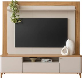 Home Decorativo Max MDP/MDF com Portas TV Até 70 Polegadas Tauari/Off White G77 - Gran Belo