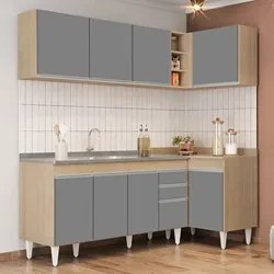 Armário de Cozinha Modulado de Canto Esquerdo 4 Peças CP51 com Pia Ino
