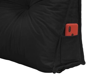 Almofada para Cabeceira Mel 1,00 m Solteiro Travesseiro Apoio para Encosto Macia Formato Triângulo Suede Preto