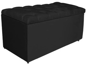 Calçadeira Estofada Liverpool 90 cm Solteiro Suede Preto - ADJ Decor