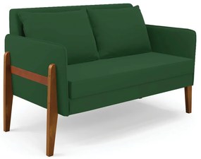 Sofá Namoradeira Lana Veludo Verde Base de Madeira - D'Rossi