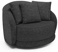 Poltrona Decorativa Giratória para Sala 122cm Kaly M22 Linho Chumbo -