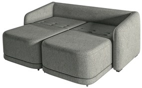 Sofá Cama Modulado Retrátil e Reclinável Decorativo Varsóvia 236cm Linho Cinza Chumbo G33 - Gran Belo