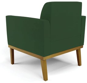 Sofá Namoradeira com Poltrona Base de Madeira Fixa Castanho Marisa Veludo  D03 - D'Rossi - Verde