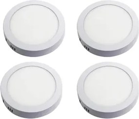 Kit 4 Plafons Led Sobrepor Redondo 12W Ø17cm Yamamura