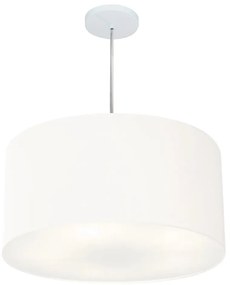 Lustre Pendente Cilíndrico Md-4220 Cúpula em Tecido 55x30cm Branco - Bivolt