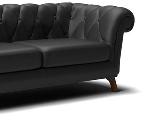 Sofá 3 Lugares Viena D07 230cm Base de Madeira Corano Preto - D'Rossi