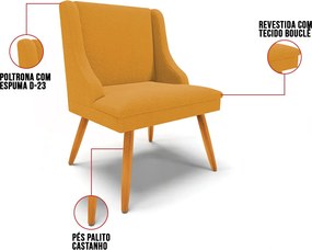 Cadeira Sala de Jantar Pé Palito Castanho Liz Bouclê D03 - D'Rossi - Mostarda
