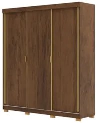 Guarda Roupa Casal 200cm 3 Portas Porto Imbuia/Fendi - Vila Rica