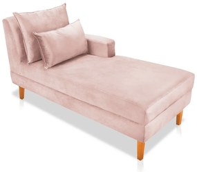 Divã Chaise Chloe 160 cm Veludo Pés Chanfrado Castanho M11 - D'Rossi - Rose