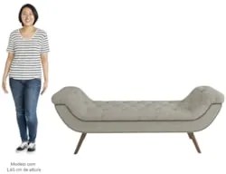 Puff Recamier Calçadeira 160cm Pés Palito Madeira Venêto Z37 Boucle Cr