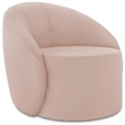 Poltrona Sala Decorativa Redonda 91cm Steve Veludo Rose I01  - Mpozena