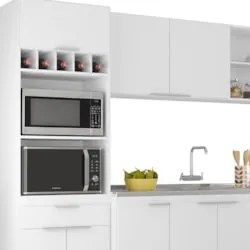 Armário de Cozinha CP05 Com Pia 150cm Pérola Z34 Branco     - Mpozenat