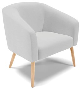 Poltrona Decorativa Pé Palito Natural Stella Linho Cinza Claro D03 - D'Rossi