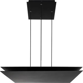 Pendente Led Quadrado Aluminio Preto 36W 2800Lm 3000K Piazza