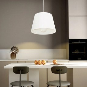 Lustre Pendente Cone Md-4240 Cúpula em Tecido 30/40x30cm Branco - Bivolt