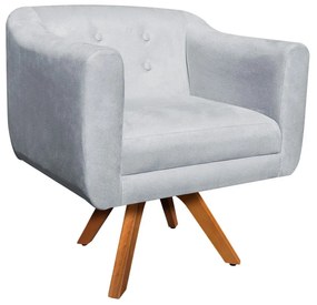 Kit 01 Namoradeira 02 Lugares e 02 Poltronas Giratória Julia Suede Cinza Base Madeira MM30 D'Rossi
