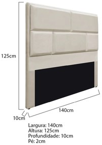 Cabeceira Casal Brick P02 140 cm para cama Box Suede - ADJ Decor