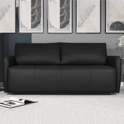 Sofá Living 3 Lugares Sala de Estar 220cm Virtus L07 Couro Preto - Mpo