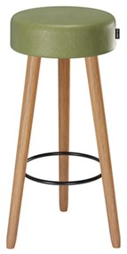 Banqueta Alta para Cozinha Base Madeira Dani Sintético PU Verde S02 - D'Rossi