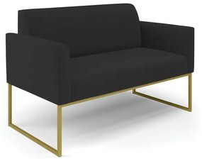 Sofá Namoradeira Base Industrial Dourado Marisa Veludo D03 - D'Rossi - Preto