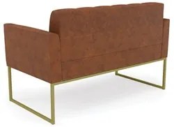 Sofá Namoradeira e 1 Poltrona Base Industrial Dourado Ana Sintético PU