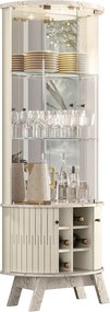 Cristaleira Decorativa Deker Nicho Garrafeiro Iluminação Led Espelho MDP Calacata/OffWhite G97 - Gran Belo