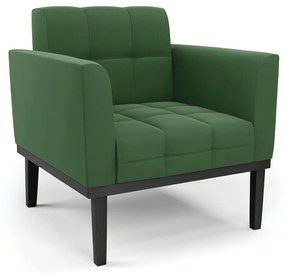 Poltrona Decorativa Karen Pés Fixo em Madeira Preto Suede Verde G19 - Gran Belo