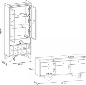 Conjunto Decorativo Cristaleira e Buffet Aparador Ópera/Sollare Off White/Cinamomo G26 - HB Móveis
