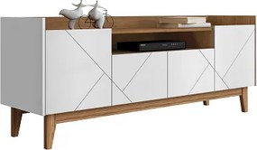 Rack Adria 1.80 Branco/Cedro - Casa D Móveis
