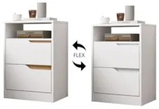 Mesa de Cabeceira 2 Gavetas Sole Flex Branco/Freijó - Albatroz