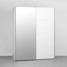 Guarda Roupa Maxx 2 Portas de Correr com 1 Espelho 1,83m - Branco e Prata